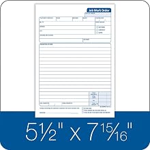 TOPS 2-Part Carbon Job Work Order Forms, 5.5 x 8.38 Inches, 50 Sheets per Pack, White and Manila, (3467)