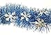 F.C. Young Unlit Blue Christmas Tinsel Garland with Silver Holographic Snowflakes, 12'