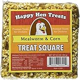 Happy Hen Treats 6.5 oz. Square, Mealworm and Corn, 4.25" by 4.25" by 1.25"