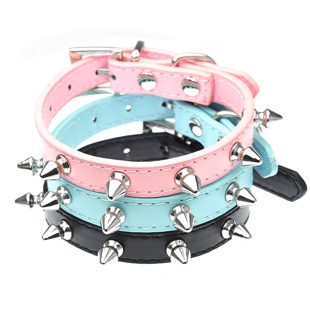 軽量】 ( 黑色, M) 小型狗项圈尖峰[软件]轻巧(黑