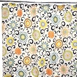 Waverly Traditions by Famous Home Fashions Pom Pom Play Confetti 100-Percent Polyester Shower Curtain