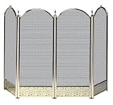 Outdoor Living : UniFlame 4 Fold Triple-Plated Polished Brass Screen W/ Decorative Filigree