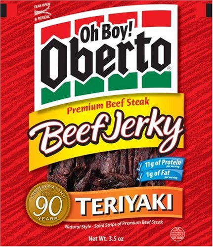 Oh Boy! Oberto Teriyaki Natural Style Beef Jerky, 3.5-Ounce Bags (Pack of 6)