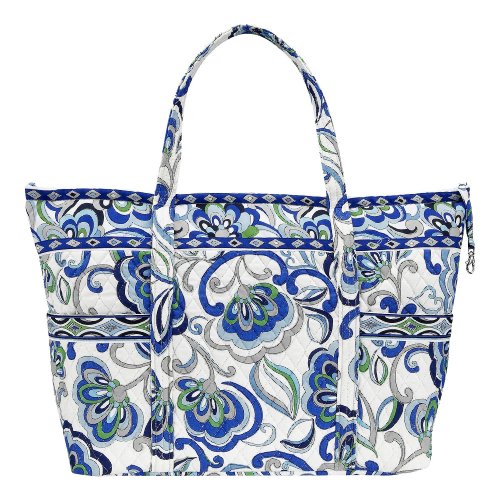 61sIHZSWOuL Vera Bradley Super Tote Bag Purse Mediterranean White