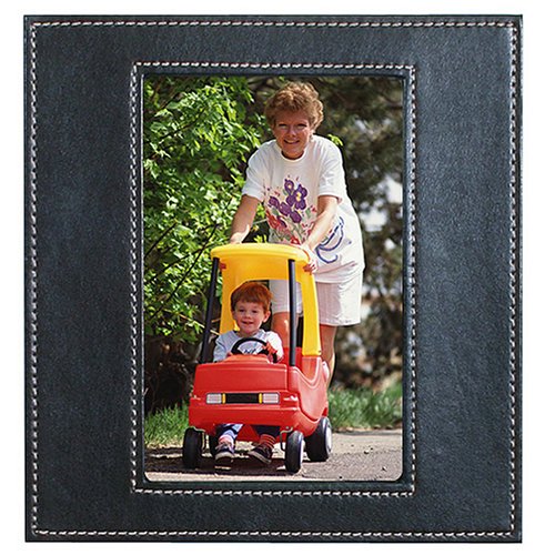 Nevada Stitched Faux Leather Frame - Black (4x6