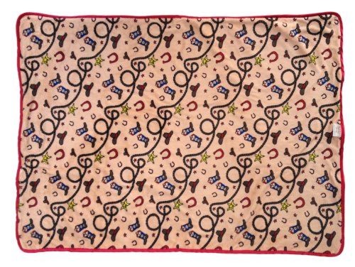 Patricia Ann Designs Minky Giddy Up Stroller Blanket, Tan, Brown, Red, Blue, Yellow photo