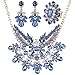 Zhenhui 3 Pieces Luxury Jewelry Sets Fashion Gold Tone Angel Wing Water Drop Shape Crystal Statement Necklace Drop Dangle Earrings Ring Set for Women