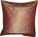 ShalinCraft Pillow Cover Decor Items India Unusual Gift Ideas Silk Fabric 16x16 inches (bcbr217)