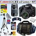 Canon Digital Rebel XS 10.1MP Digital SLR Camera (Black) with EF-S 18-55mm f/3.5-5.6 IS Lens & EF 75-300mm f/4-5.6 III Telephoto Zoom Lens + 8GB Deluxe Accessory Kit