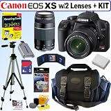 Canon Digital Rebel XS 10.1MP Digital SLR Camera (Black) with EF-S 18-55mm f/3.5-5.6 IS Lens & EF 75-300mm f/4-5.6 III Telephoto Zoom Lens + 8GB Deluxe Accessory Kit