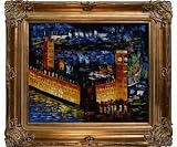 Art Reproduction Oil Painting - Famous Cities: Parliament with Renaissance Bronze Frame - Bronze Finish - 30 X 34 - Hand Painted Framed Canvas Art