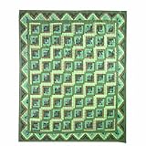 Patch Magic Queen Green Log Cabin Duvet Cover, 88-Inch by 98-Inch