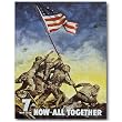 Nostalgic World War 2 Tin Sign : Iwo Jima -7th War Loan Now All Together