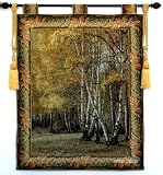 Golden Forest Wall Hanging Tapestry FREE Tassels