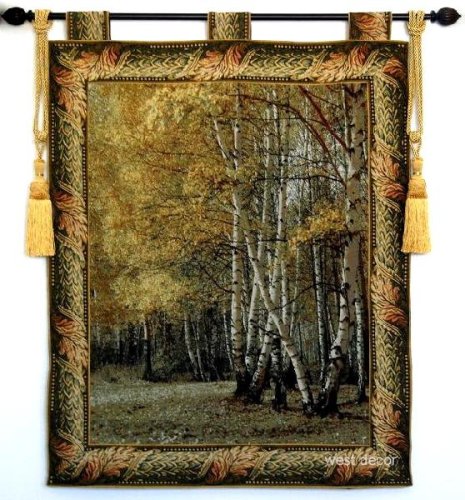 Golden Forest Wall Hanging Tapestry FREE Tassels