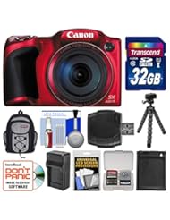 Photography: Canon PowerShot SX400 IS Digital Camera (Red) with 32GB Card + Backpack + Battery & Charger + Flex Tripod + Kit - Canon
