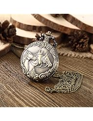 Youyoupifa Bronze Alloy Horses Pattern Carved Vintage Style Antique Pocket Watch