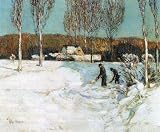 Snow shovels New England by Hassam canvas art print, 18 X 24