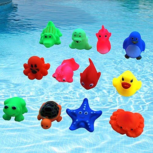 Baby Shower Toys,Rubber Squeaky Pet Animal Toy,SHINEPA Bath Toys for Baby,Swimming Toys for Kids,Playmate for Toddler (MARINE ANIMAL SET)