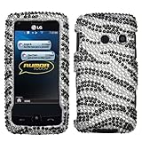 MyBat LG Rumor Touch / Banter Touch Diamante Protector Cover - Black Zebra