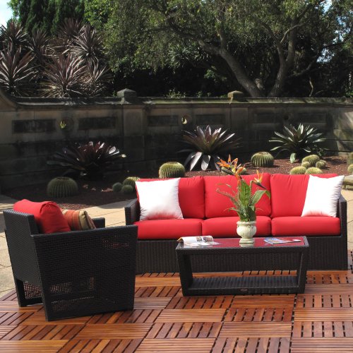Outdoor Patio Resin Wicker Sofa Lounge Chair Coffee Table 3 piece Set