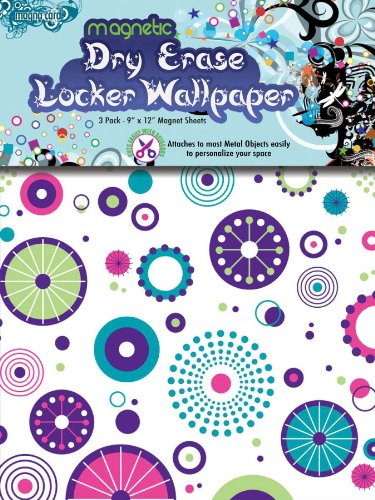 MagnaCard Magnetic Locker Wallpaper, Diva Dots Design, 9 x 12 inches, 3 Pack (30391)