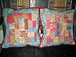 2 Maroon Blue Sequin Sari Toss Pillow Cushion Covers From India Free Shipping