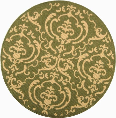 Safavieh Courtyard Collection CY2663-3202 Terracotta and Natural Indoor/Outdoor Round Area Rug, 6-Feet 7-Inch