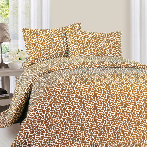 Lavish Home 1200 4-Piece Giraffe Sheet Set, Queen