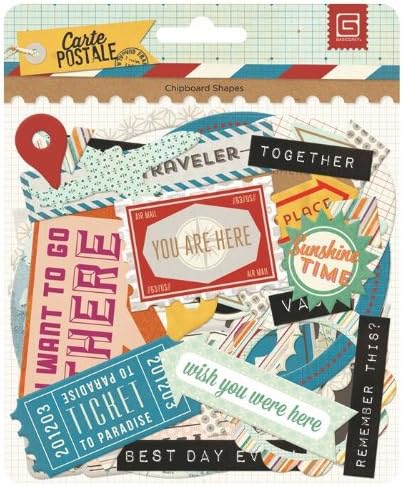Basic Grey Carte Postale Printed Chipboard Shapes