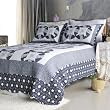 [Zahara] 100% Cotton 3PC Floral Vermicelli-Quilted Patchwork Quilt Set (Full/Queen Size)