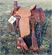 Premium 17 inch roping saddle with tapaderos