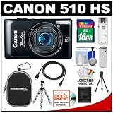 Canon PowerShot 510 HS Digital Elph Camera (Black) with 16GB Card + Battery + Case + Flex Tripod + Accessory Kit