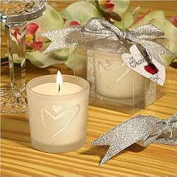 Candle Glass Silver Heart Design (30 per order) Wedding Favors