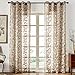 Top Finel Long Floral Curtains for Living Room Bedroom Semi Sheer Window Drapes Grommet, 54