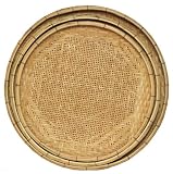 Natural Hand Woven Split Bamboo Nested Round Trays Set of Three - Large=25.5"D - 2"H