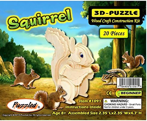 YinheMed DIY 3D Wooden Puzzle - Squirrel Cedarwood - Handmade Jigsaw Woodcraft Kit Wooden Handcraft Educational Products Wooden Art Intarsia