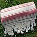 Dandelion - Ivory Basic Pattern - Naturally-Dyed Cotton Turkish Towel Peshtemal - 71x39 Inches - Red