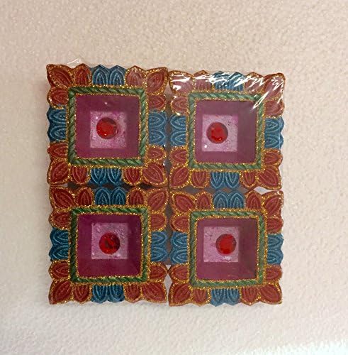 Designer Diwali Diyas - Set of 4 Beautifully Decorated Fancy Diyas