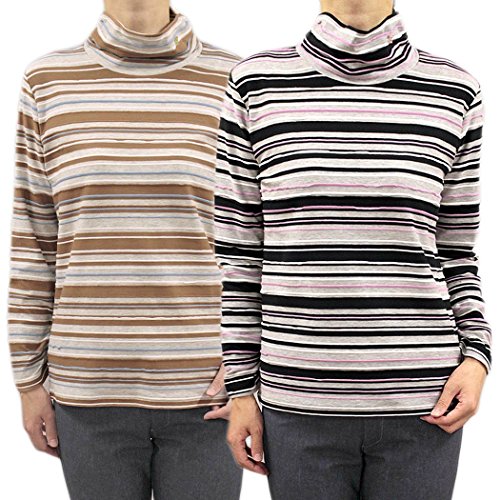 ピッコーネ スタジオ ピッコーネ STUDIO PICONE レディース プルオーバー 長そで ハイネック ボーダー コットン 綿 ブラウン(茶)/ブラック(黒) サイズ：38(M/9号)/40(L/11号) (pico-w16aw09s)