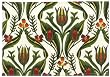Durable Hand Woven 100% Cotton Silk Screen Floral Print Placemat, White 12X18 Inches Set / 6