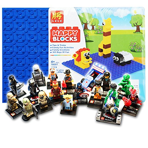 Blue LEGO ® Base Plate with Bonus Random Lego Pack That Can Provide Avengers, LOTR, Harry Potter, Star Wars, Simpsons, Knights, X-Men, and More Mini Figurines *SOLD &amp; SHIPPED FROM US*