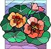 Geranium Flowers with Dark Green Leaves - Etched Vinyl Stained Glass Film, Static Cling Window Decal