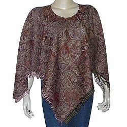 Fashion Ponchos Womens Outerwear in Wool Jacquard Design 40 x 40 inches (pnch284)