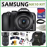 Samsung NX-10 14.6MP Digital Camera with 18-55mm Zoom Lens and Samsung EX-T50200SB 50-200MM OIS Lens + 16GB Deluxe Accessory Kit
