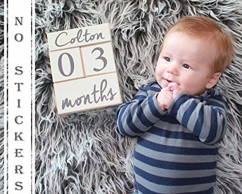 Personalized Baby Age Month Blocks NO STICKERS! Baby Photography prop. Pregnancy Announcement