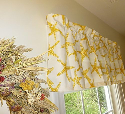 Yellow and White Window Curtain Valance with Ruffled Top