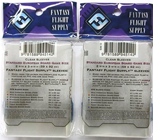 Fantasy Flight Supply Standard European Board Game Sleeves [2 PACK] 100Ct Total