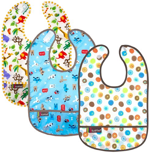 Kushies Taffeta Waterproof Bib - Neutral - Boy - 3 ct