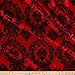 Flocked Damask Taffetta Red/Black Fabric By The Yard